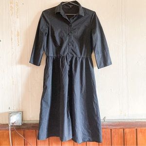 Lands End Classic Timeless 1950s Mid-Century Modern Button Down Midi Dress
